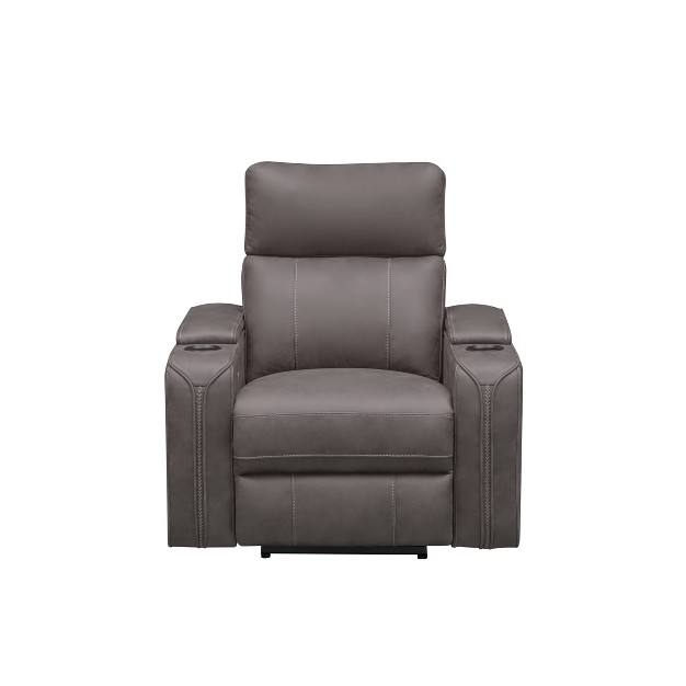 Fabric Transitional Power Recliner With 2 Cupholders Gray Abbyson Living