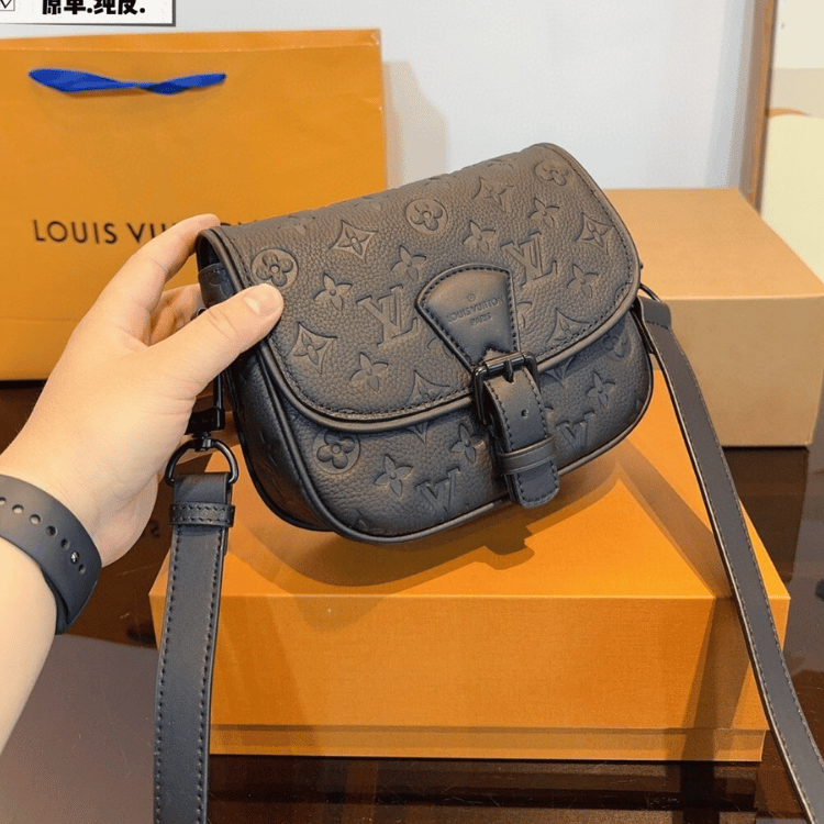 Louis Vuitton Saddle Messenger Bag Monogram Empreinte Black 8 Inches