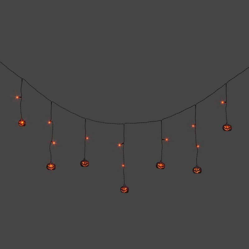 20ct Lights and 8 Icons Halloween Pumpkin Novelty Light String with Black Crackle Finish - Hyde and EEK!Boutique™