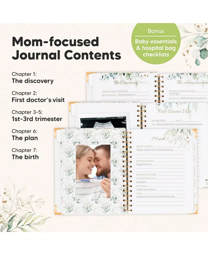 KeaBabies Pregnancy Journal Memory Book: Inspire, 90 Pages Hardcover Pregnancy Book, Pregnancy Journals for First Time Moms