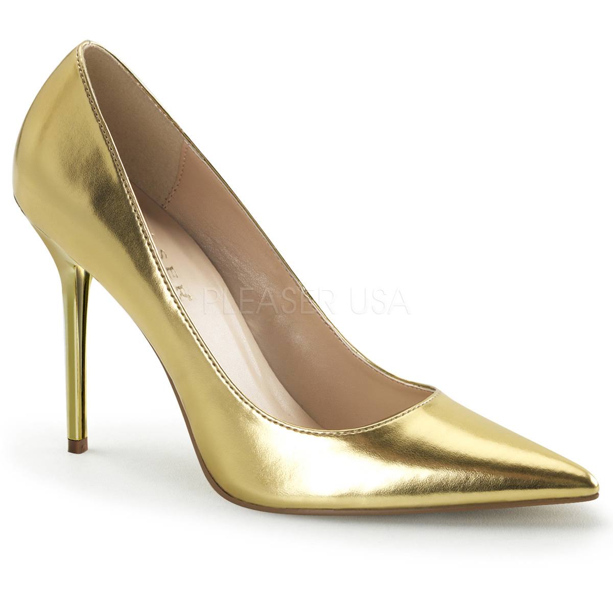 Pleaser CLASSIQUE-20, 4x22 Pointed-Toe Pump - White Patent 14