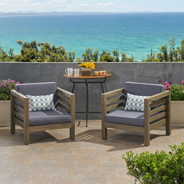 Oana Acacia Wood Club Chairs with Cushions (Set of 2) by Christopher Knight Home