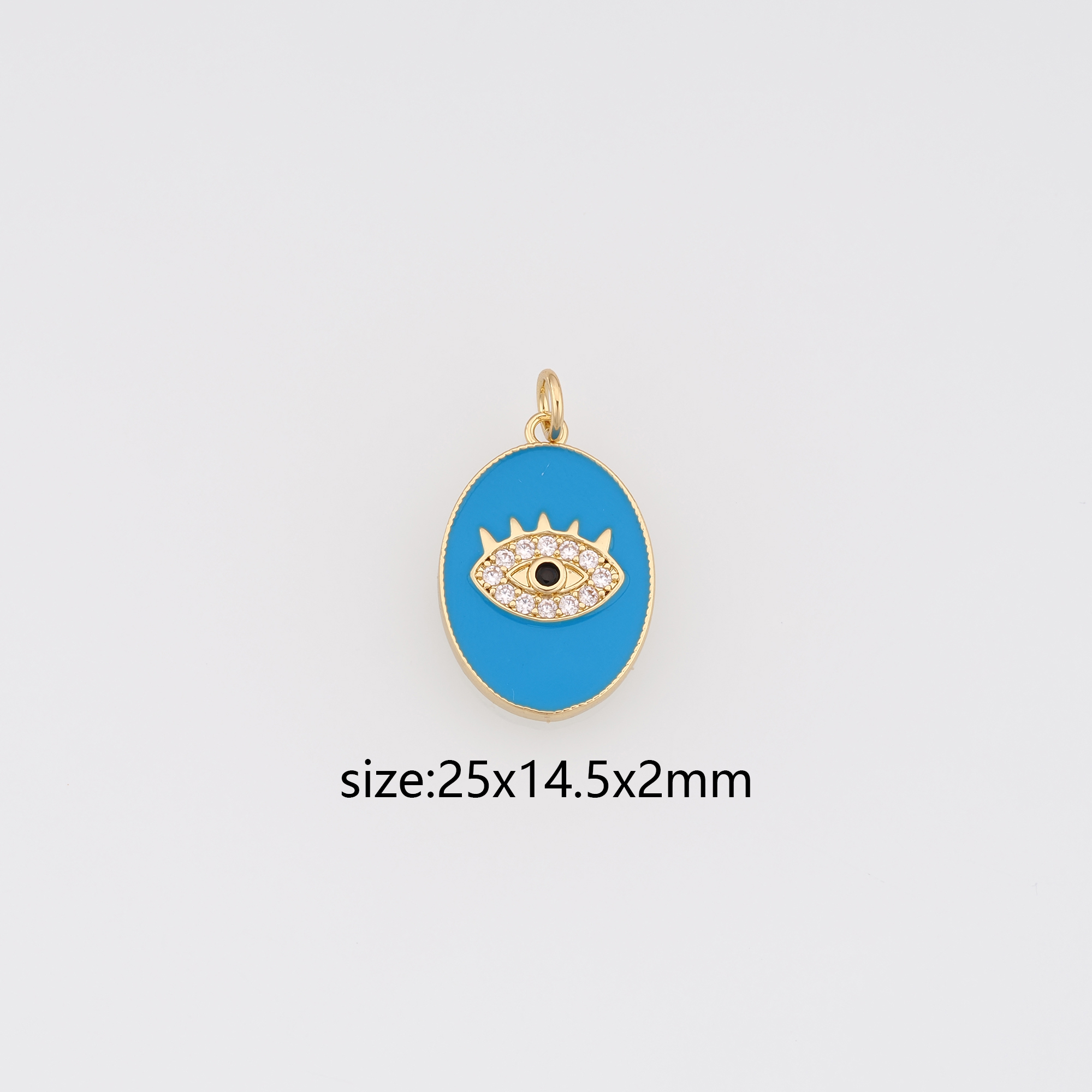 18K Gold Filled Evil Eye Pendant,Enamel Evil Eye Charm Earrings Necklace for DIY Jewelry Making Supply