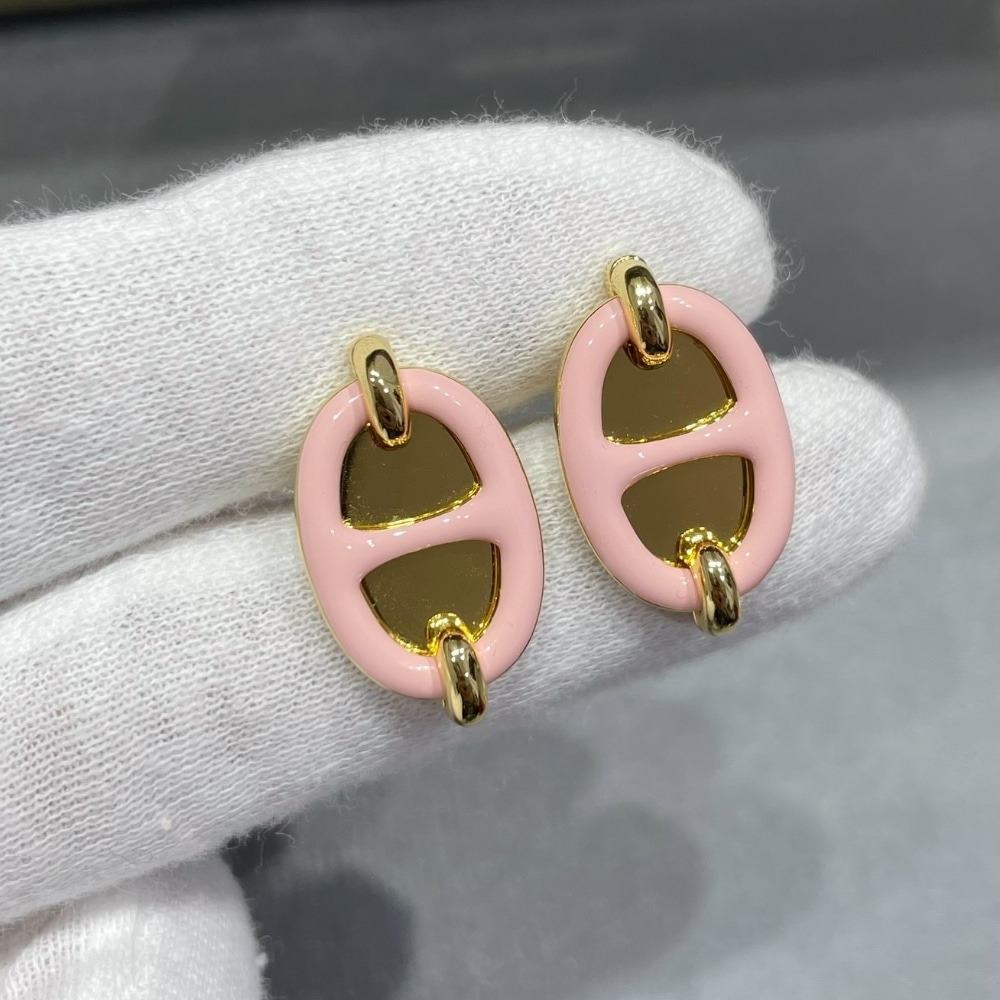 Hermes Mini Maillon Earrings Light Pink