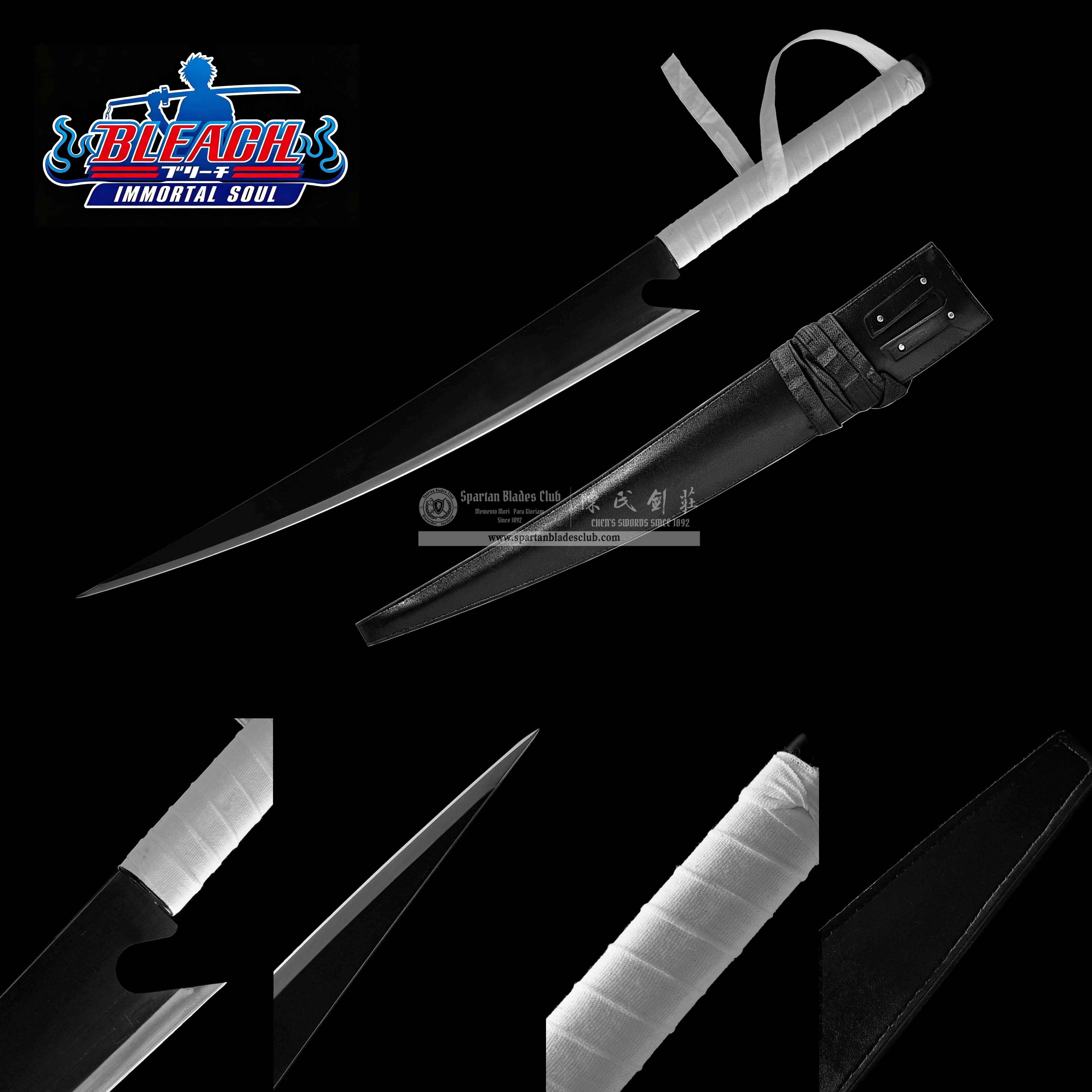 TK55 | Zangetsu: Shikai Version | Bleach | Ichigo Kurosaki Zanpakuto | Carbon Steel | Leather Saya | Cosplay & Collection | Black | Spartan Blades Club (陳氏劍莊 CHEN'S SWORDS 1892) - Spartan Blades Club - 陳氏劍莊1892