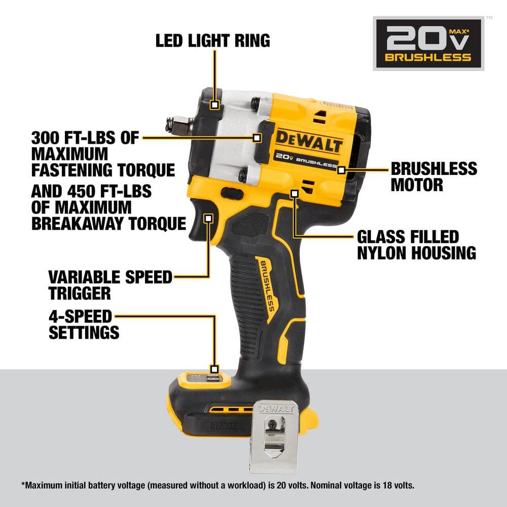 DEWALT ATOMIC 20V MAX Cordless Brushless 3/8 in. Impact Wrench DCF923B
