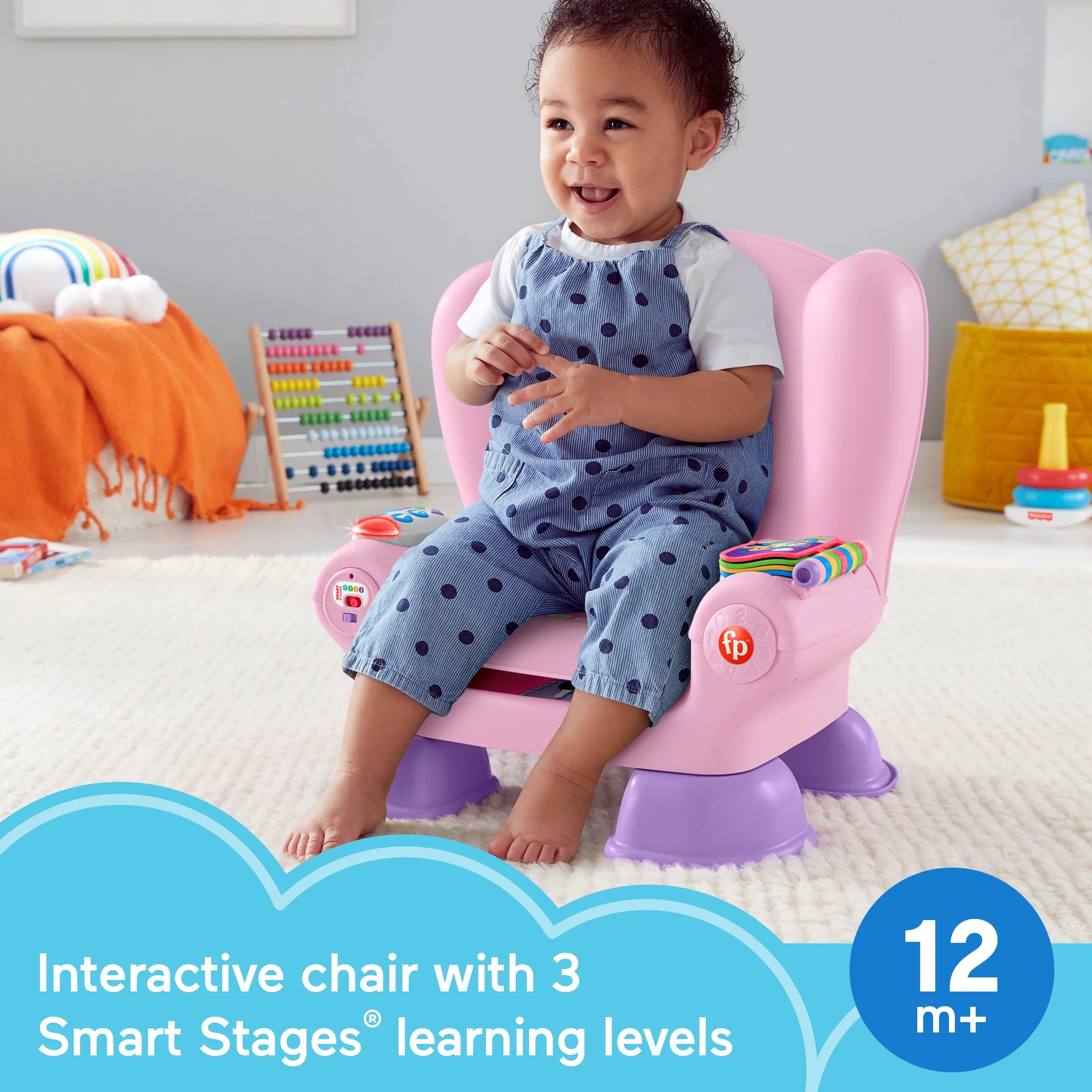 Fisher-Price Laugh & Learn Smart Stages Chair Electronic Learning Toy for Toddlers, Pink