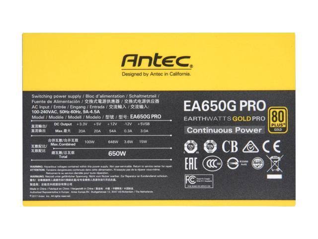 Antec EA650G Pro 80 Plus Gold PSU, 650W