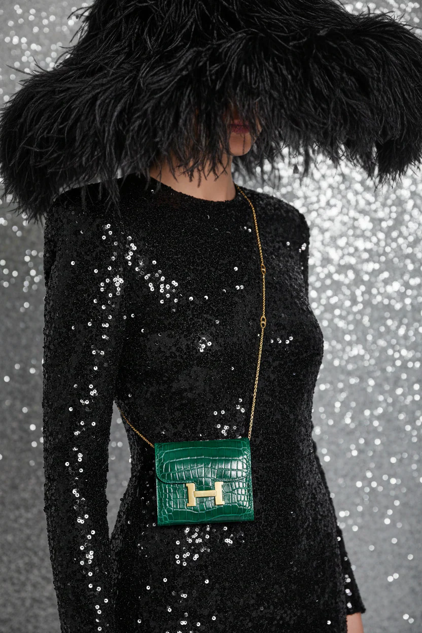 Hermès Constance Compact Wallet Vert Emerald Alligator Gold Hardware