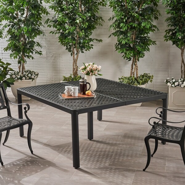 Tahoe Outdoor Modern Aluminum Dining Table with Woven Accents by Christopher Knight Home
