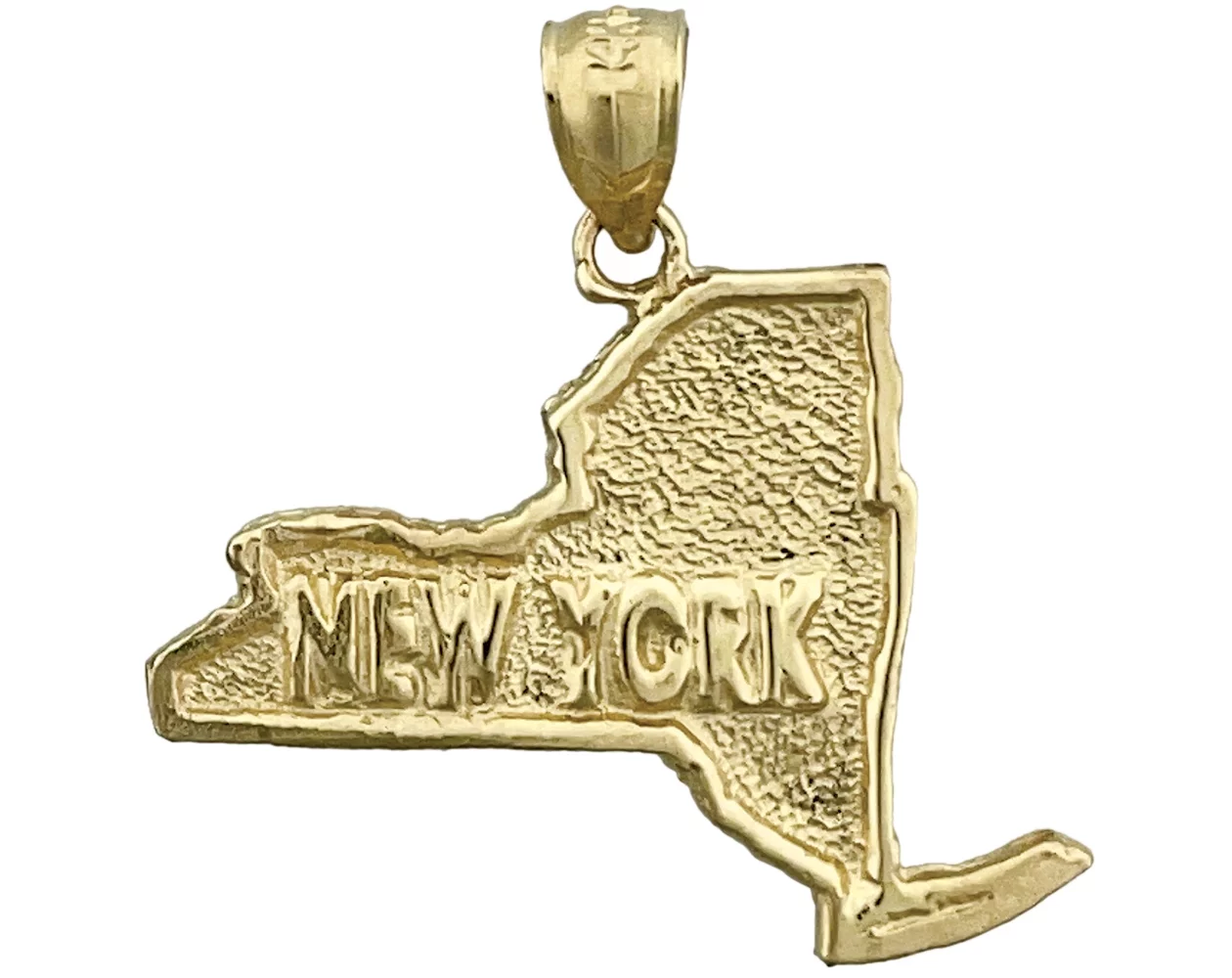 14K Gold New York State Map Pendant