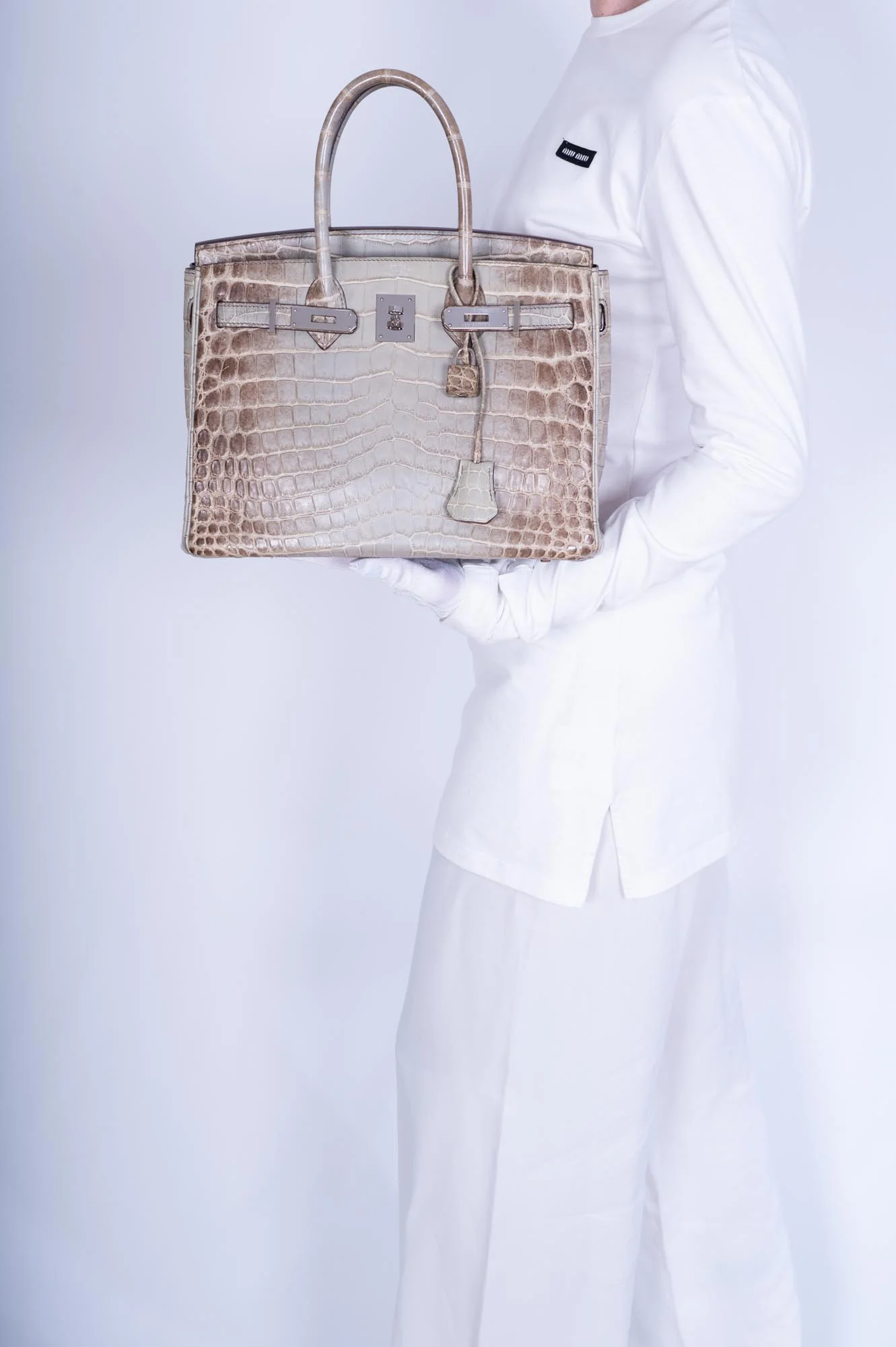 Hermès Birkin 30 Gris Cendre Himalaya Matte Niloticus Crocodile Palladium Hardware