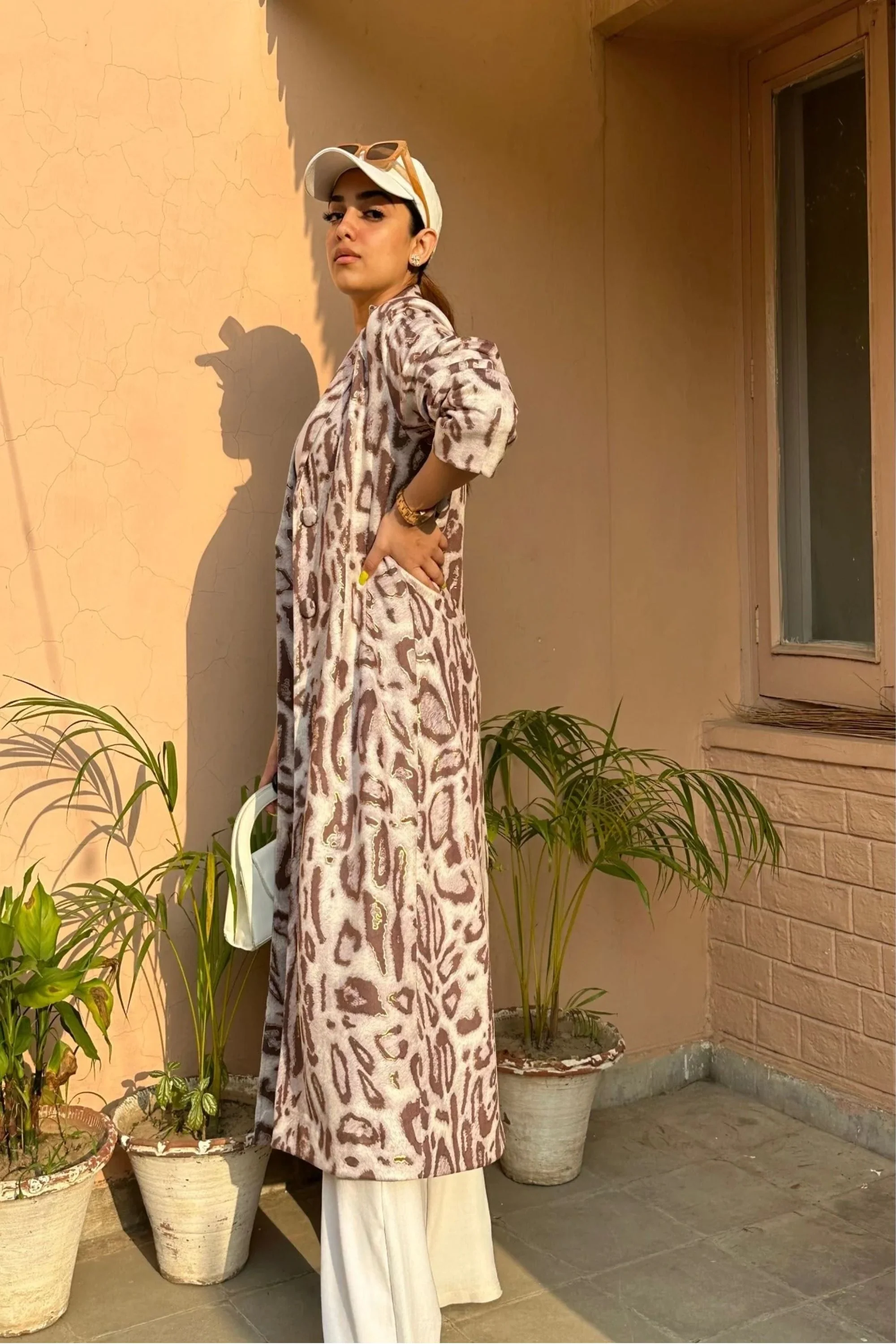Animal Print Suede Trench Coat