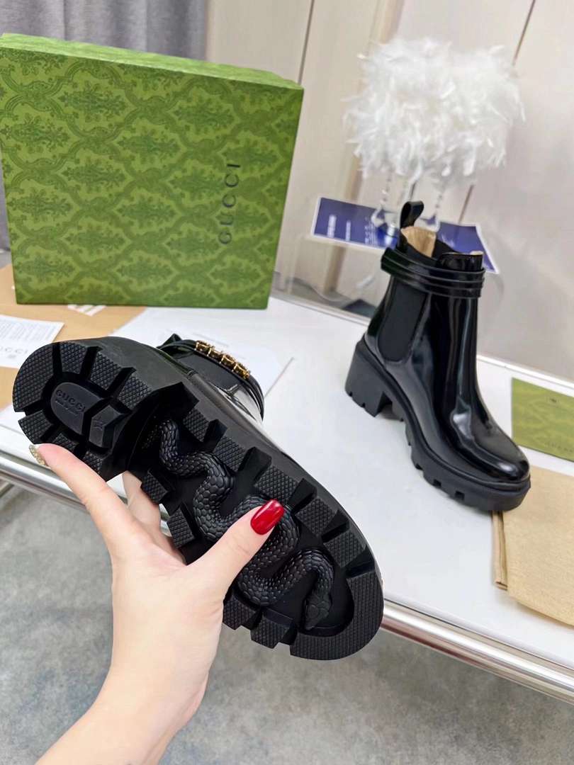 Gucci Mid Heel Boot With Logo Black? 734909 Aabk6 1000