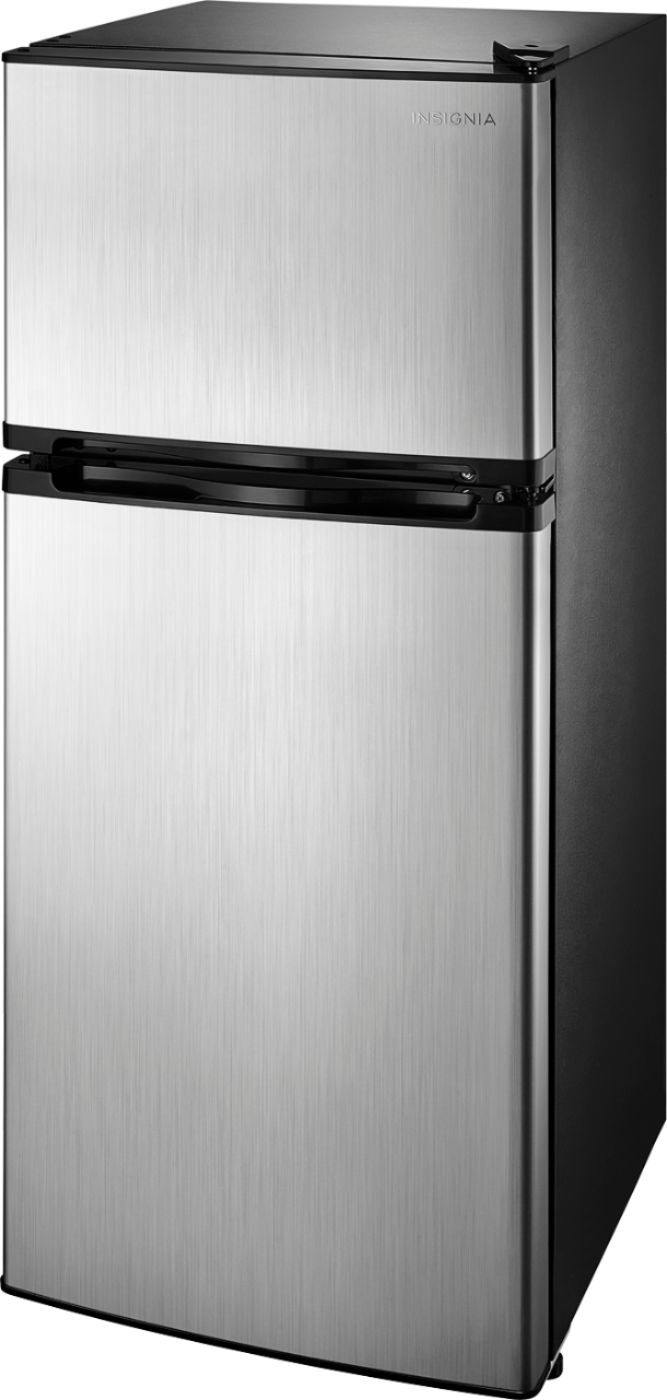 Insignia™ - 4.3 Cu. Ft. Mini Fridge with Top Freezer and ENERGY STAR Certification - Stainless Steel