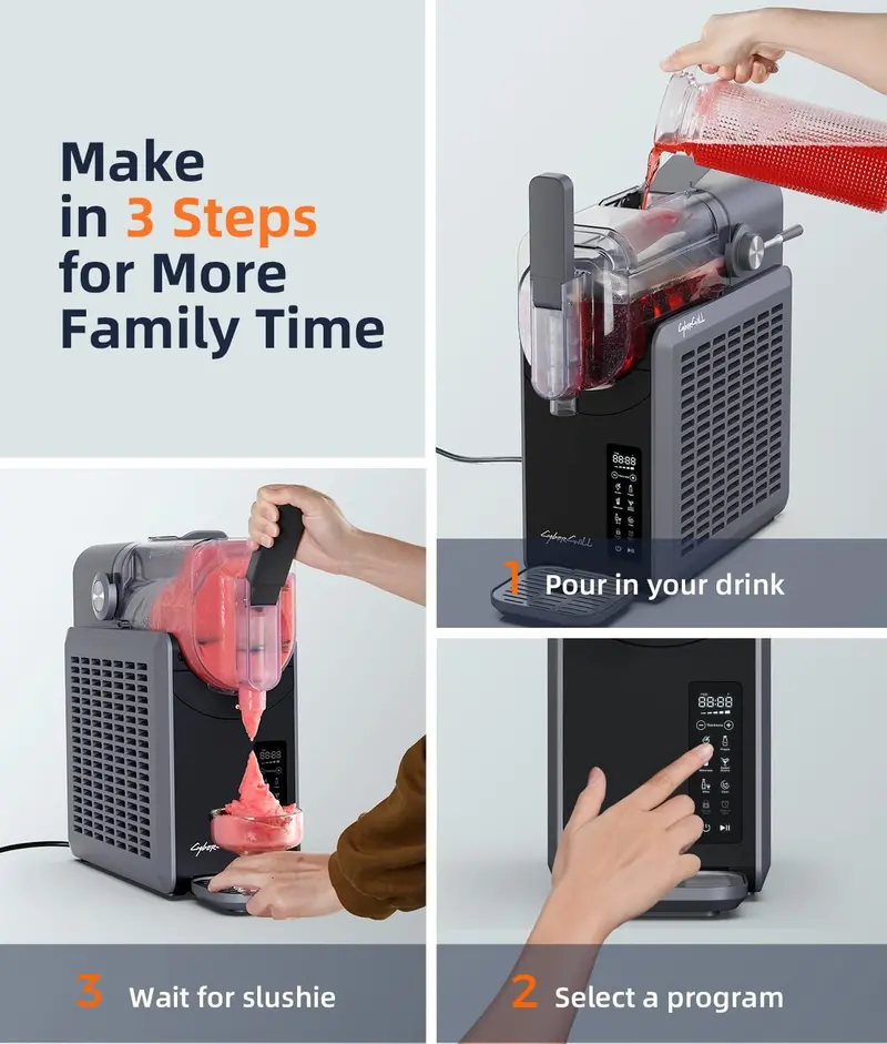 Slushie Maker with 68 oz Capacity – 24-Hour Timer, Self-Cleaning, 5 Preset Frozen Drink Programs
