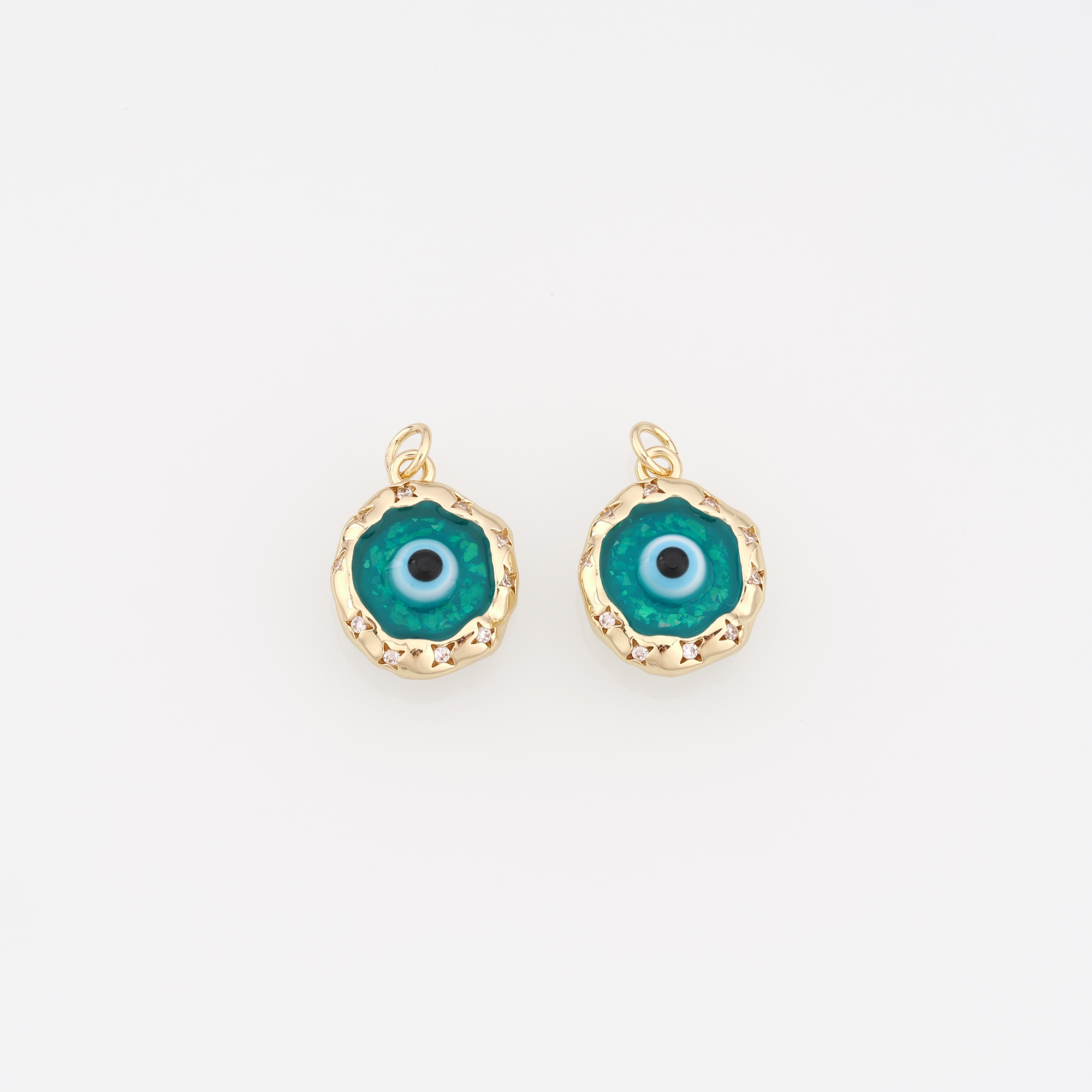 18K Gold Filled Evil Eye Pendant,Enamel Evil Eye Charm Earrings Necklace for DIY Jewelry Making Supply