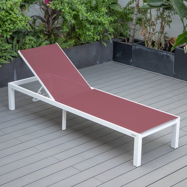 Aluminum Beach Pool Sun Lounge Chair Sling Mesh Fabric Reclining Stackable Lounger Chair