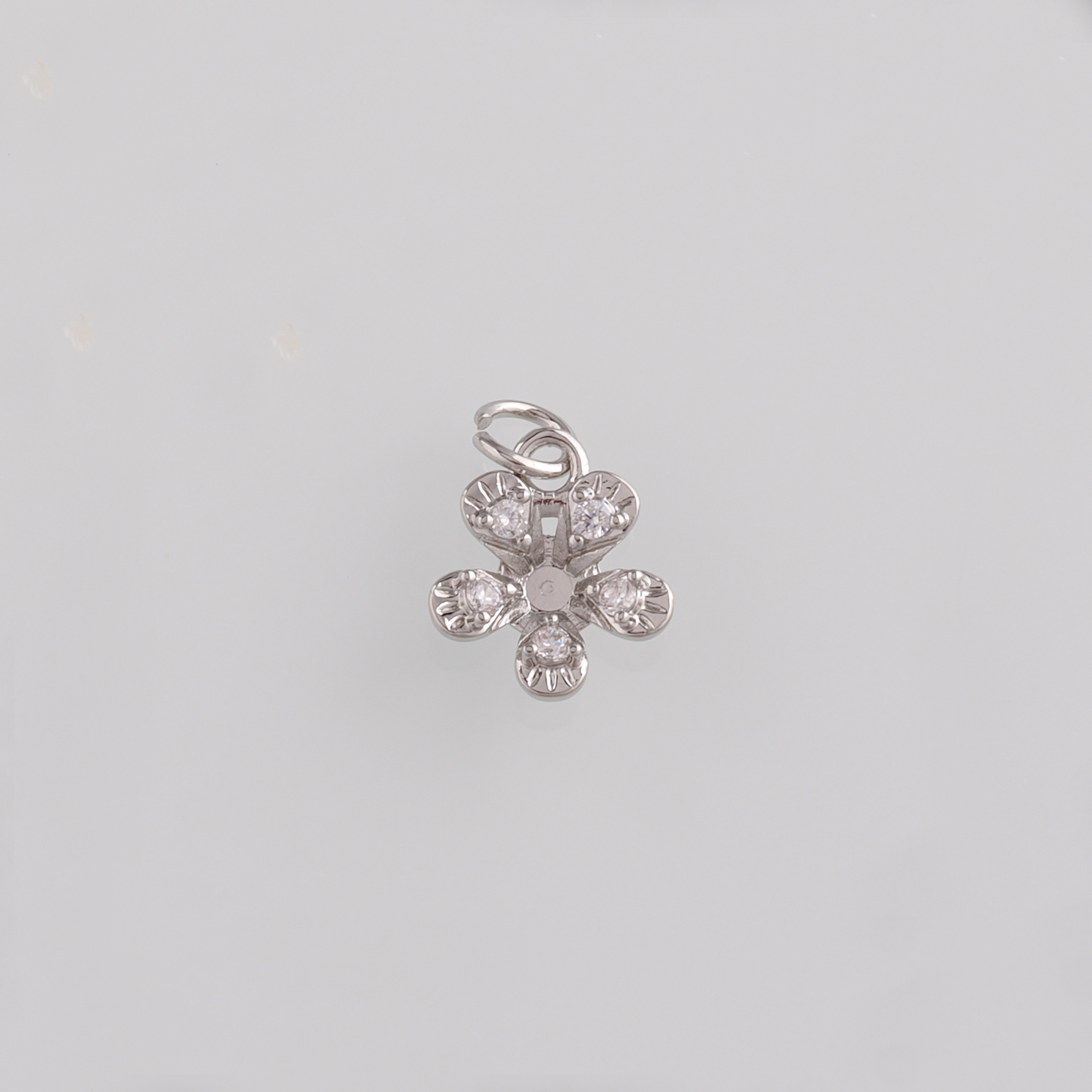 18K Gold Filled Flower Pendant,CZ Micro Pave Flower Charm Earrings Necklace for DIY Jewelry Making Supply