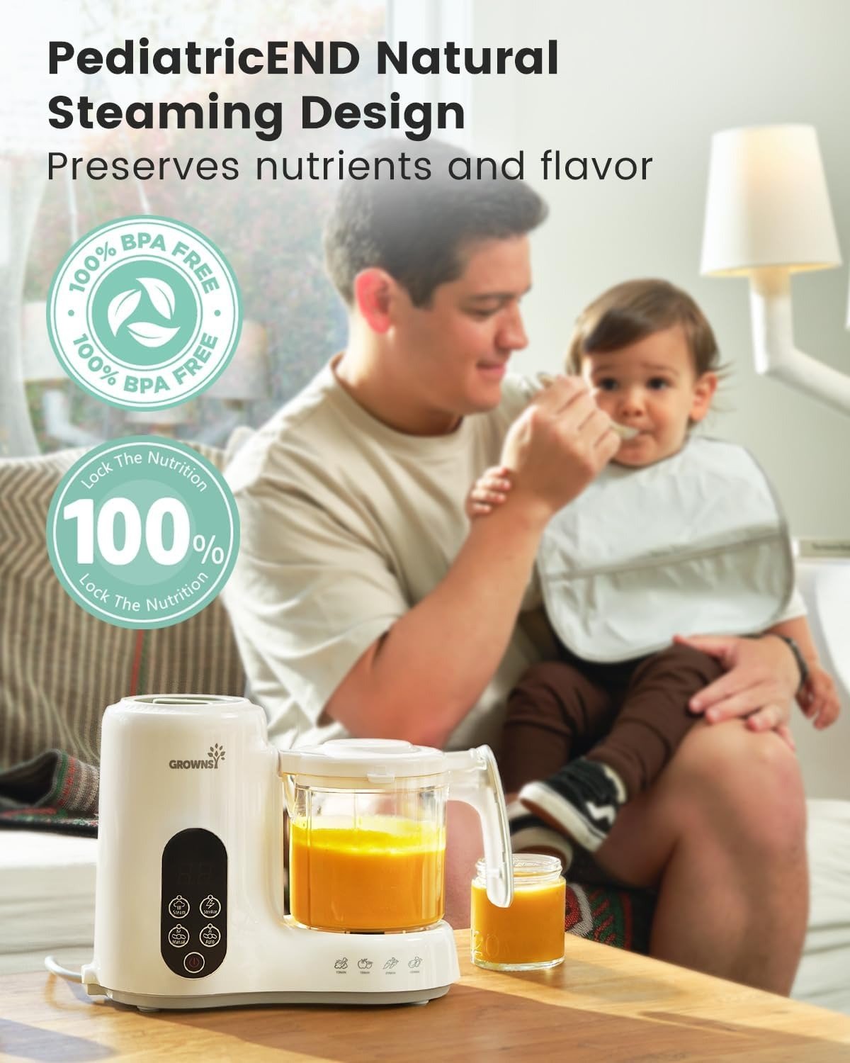 Baby Food Maker with Steam Basket, One Step Baby Food Processor Steamer Puree Blender Grinder Mills Machine, Auto Cooking Grinding and Sterili-zing for Healthy Homemade Baby Food, BPA-Free