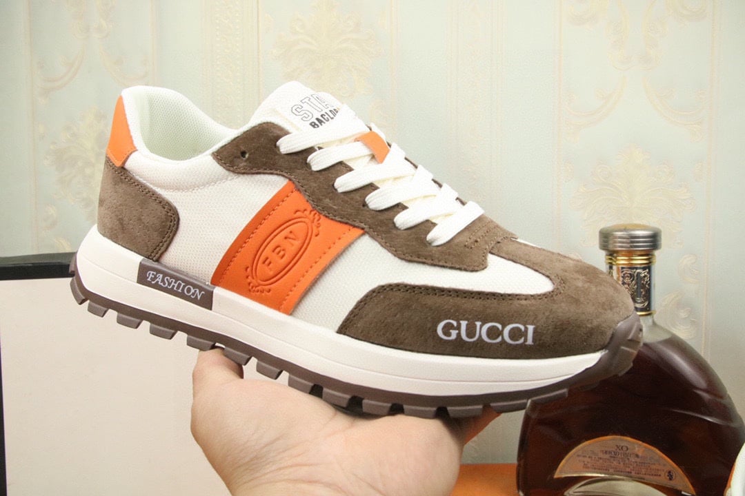 Gucci Men’S Sneaker Low Top Brown And Orange