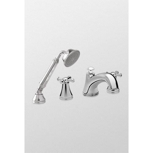 Toto TB220S#BN Vivian Deck-Mount Tub Filler Trim with Cross Handles and Handshower, Brushed Nickel