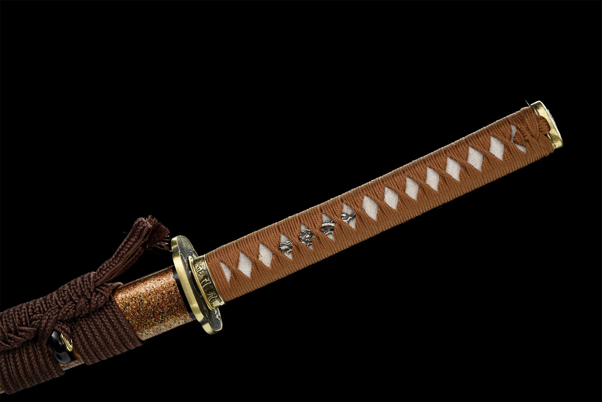 Folding Steel Katana – Clay Tempered, Golden-Brown, Full Tang