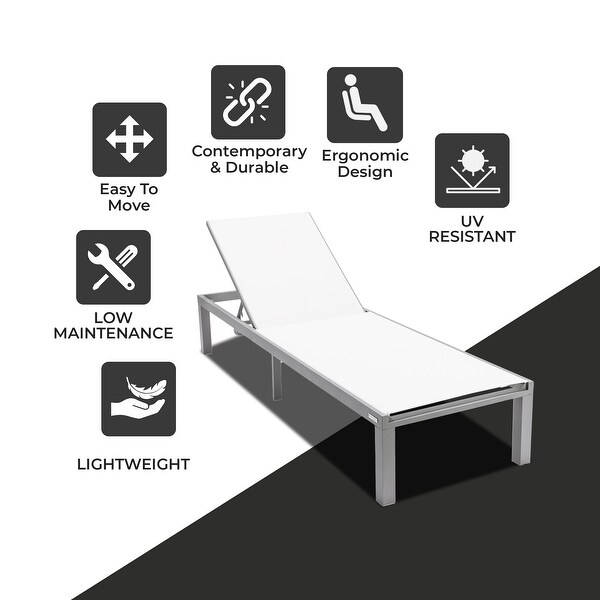 Aluminum Beach Pool Sun Lounge Chair Sling Mesh Fabric Reclining Stackable Lounger Chair