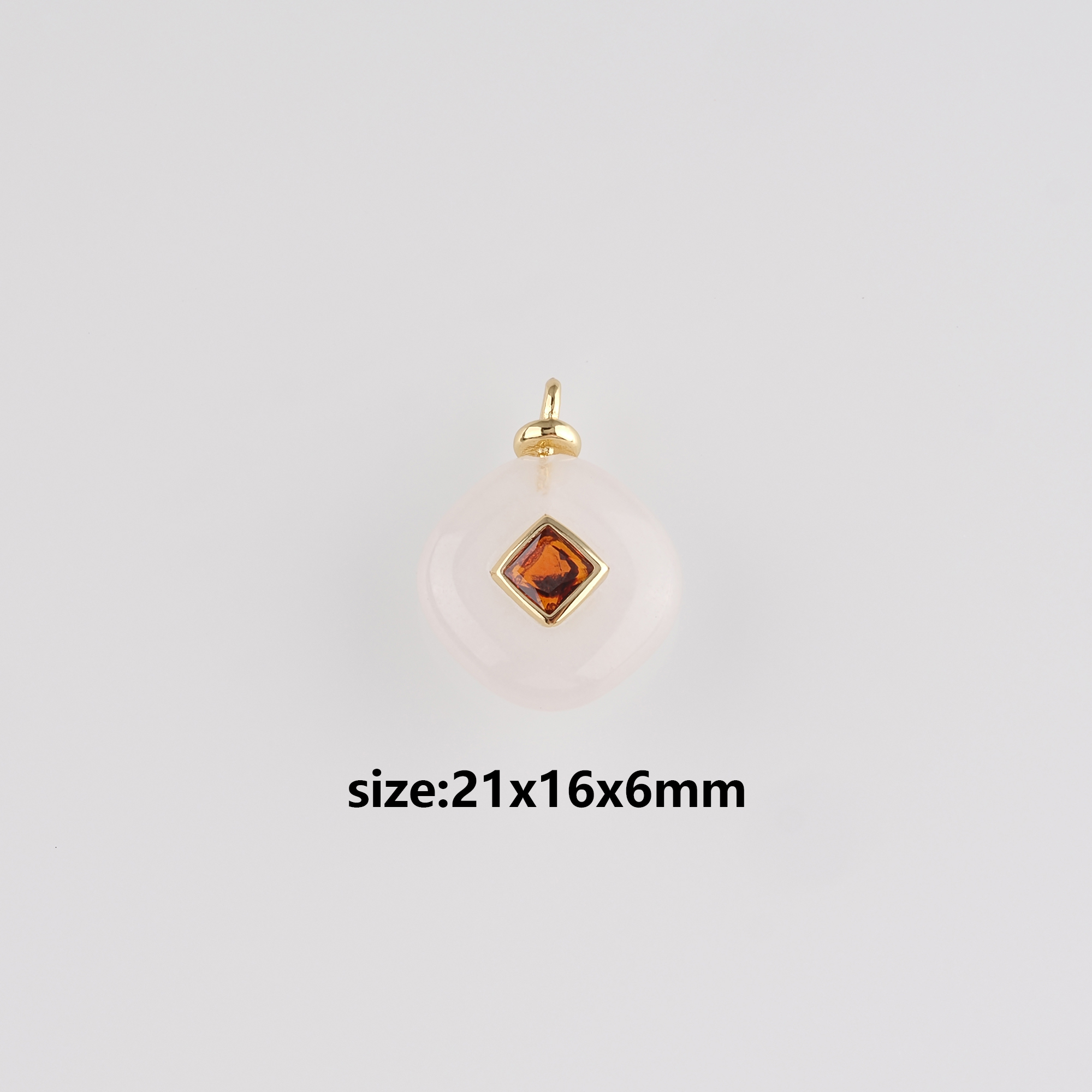 18K Gold Filled Rhombus Pendant,Natural Stone Rhombus Charm Earrings Necklace for DIY Jewelry Making Supply
