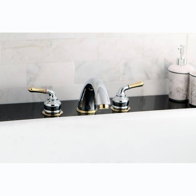 Kingston Brass Magellan Chrome u0026 Polished Brass Two-Handle Roman Tub Filler KC364