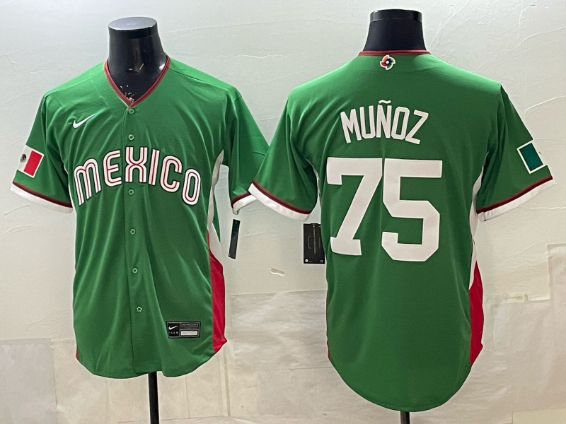 Men's Mexico Baseball Sergio Munoz #75 Green 2026 World Baseball Classic Stadium Jersey