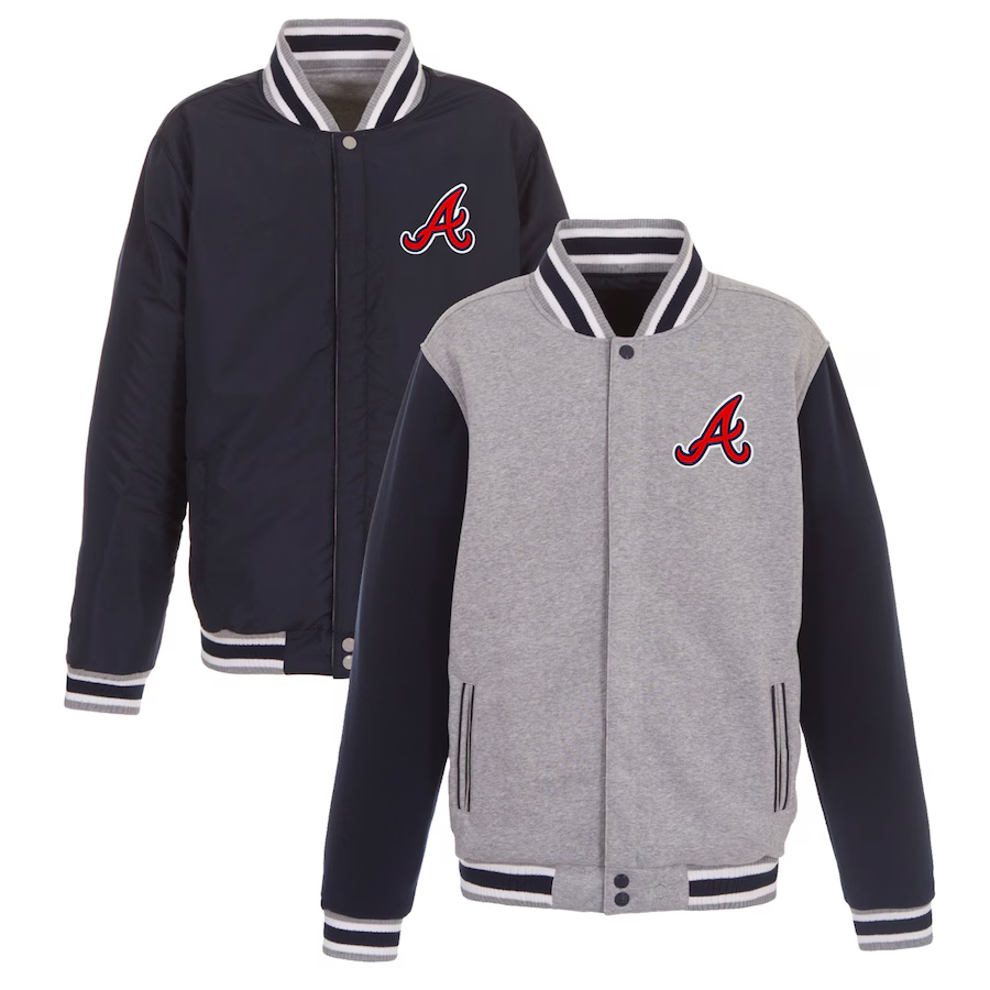 Men's Atlanta Braves JH Design Reversible Fleece Full-Snap Jacket