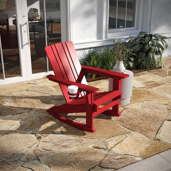 AllWeather Rocking Adirondack Chair with Swiveling Cupholder