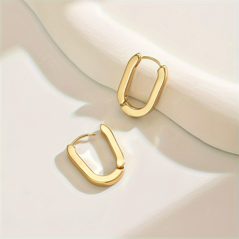 New Gold Color Square Hoop Earrings for Women Men Stainless Steel Minimalist Punk Unisex Rock Earring Piercing Jewelry Gifts