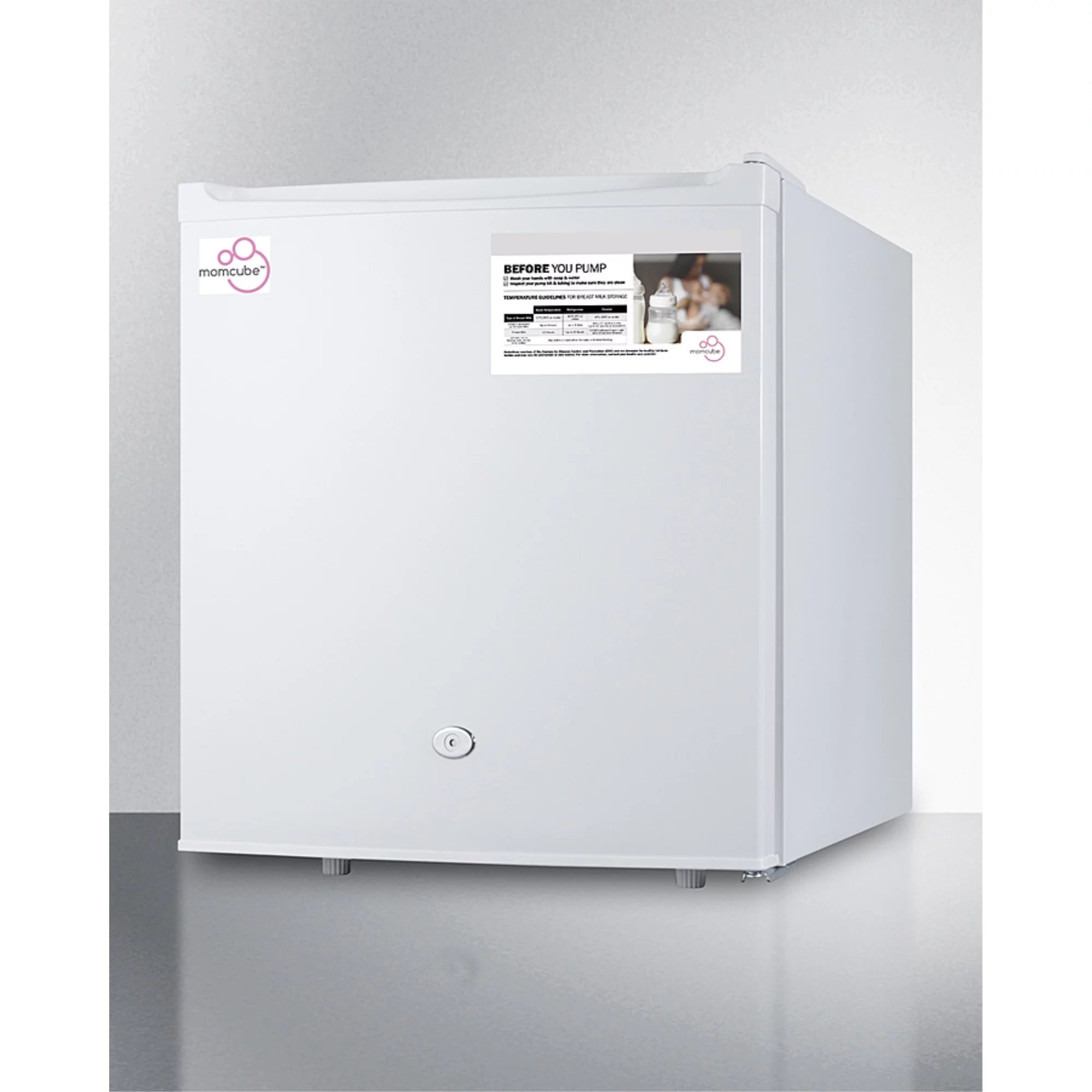 Compact MOMCUBE breast milk refrigerator