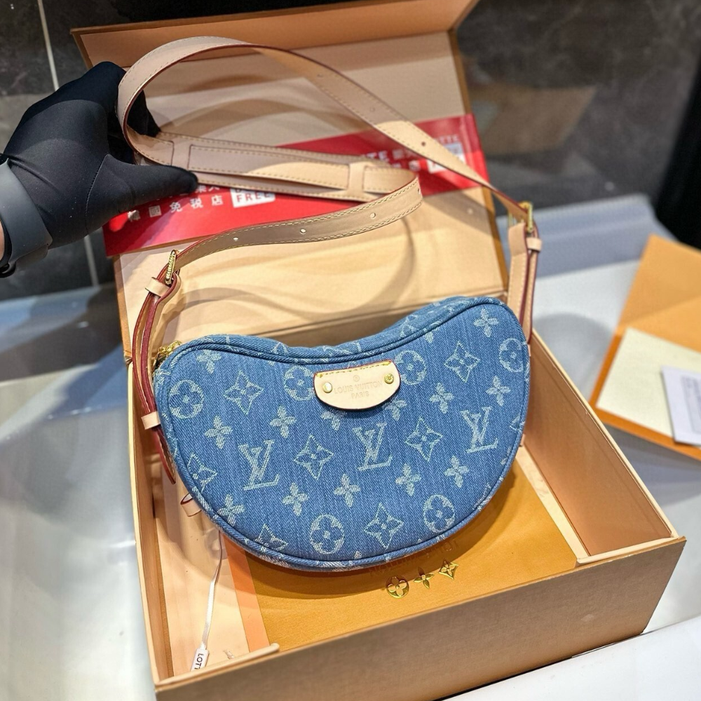Louis Vuitton Croissant MM Denim Blue 9.8 Inches