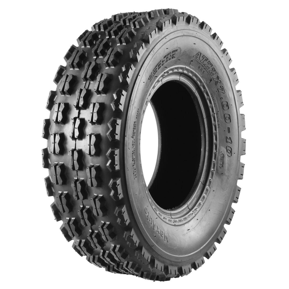 Set of 2 Maxauto 22×7-10 22-7-10 Front ATV Tires Quad Sport ATV UTV Tires 22x7x10 4-Ply Mud Sand Snow and Rock Tires Tubeless Knobby Sport Tires