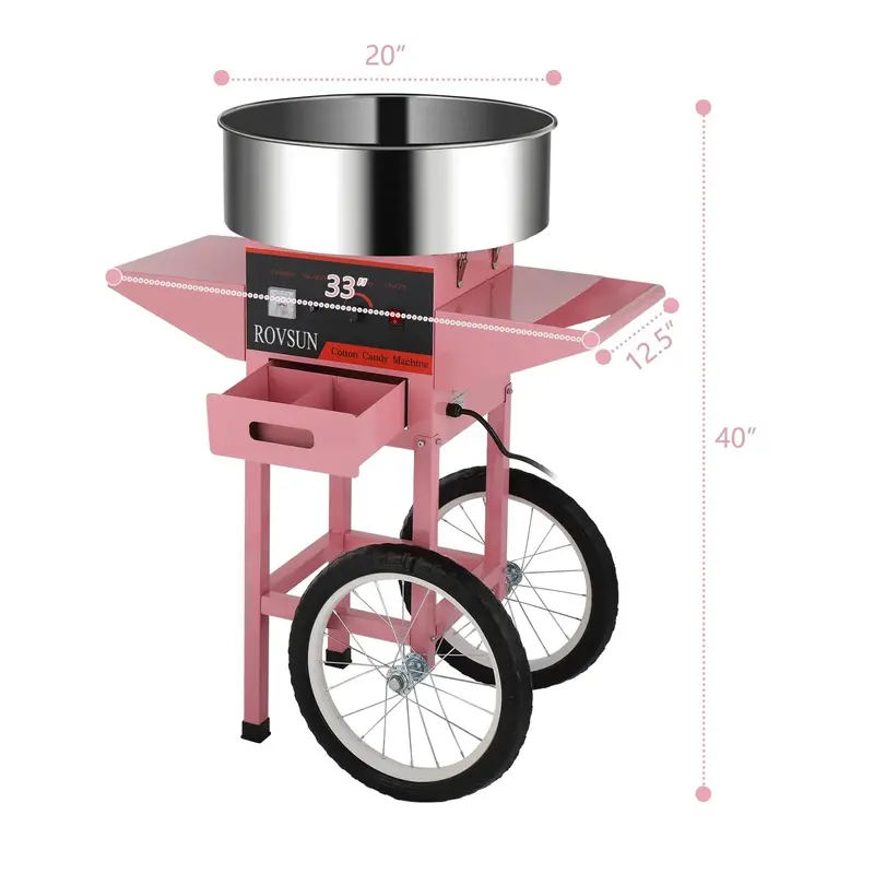 ROVSUN 21-Inch Cotton Candy Cart – Mobile Concession Machine