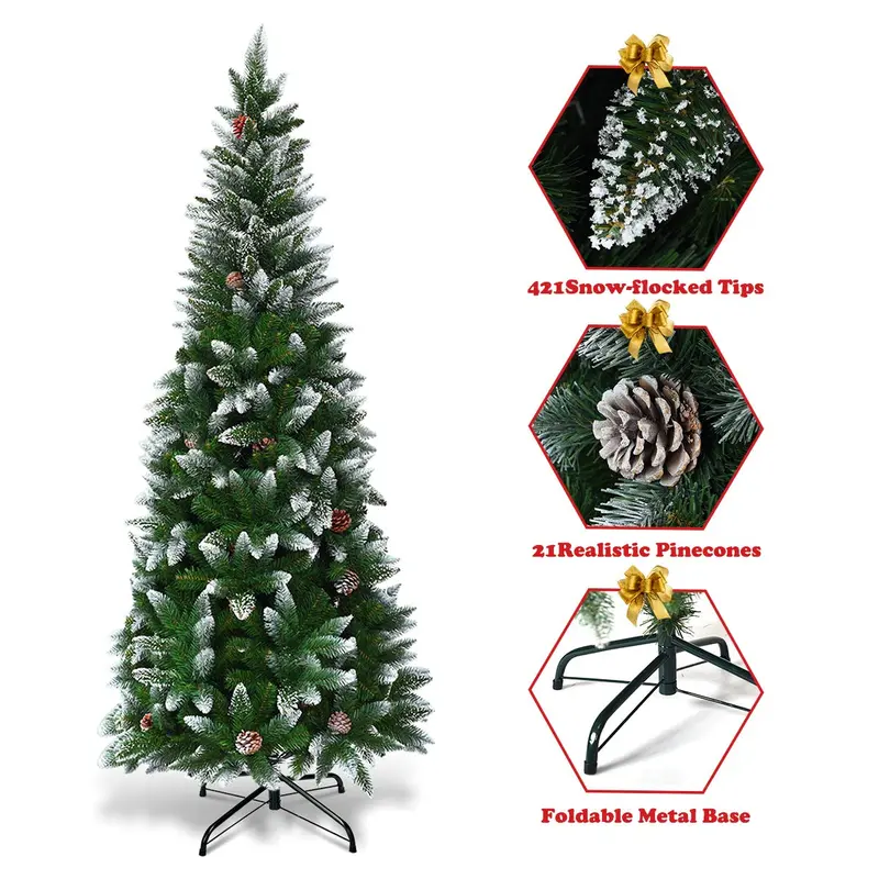 Slender Pencil-Style Artificial Christmas Tree – Available in 5ft, 6ft, and 7.5ft Heights