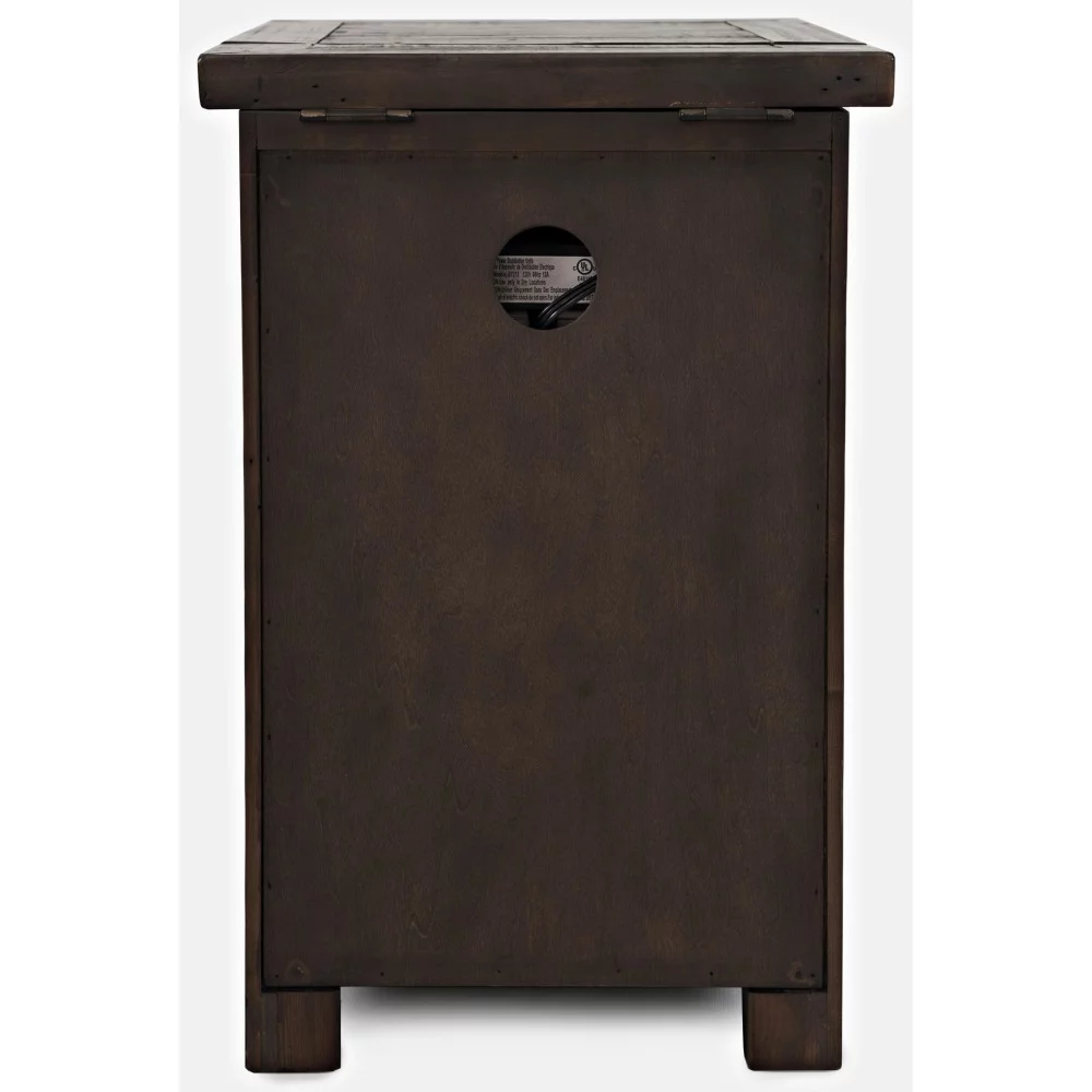 Jofran Madison County Rustic Reclaimed Pine Farmhouse Harris USB Charging Chairside Table
