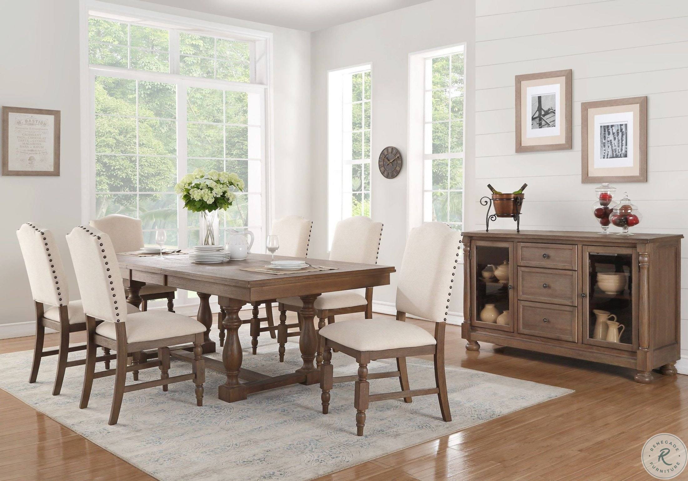 Homelegance Chartreaux Side Chair Nailheads in Natural - Set of 2