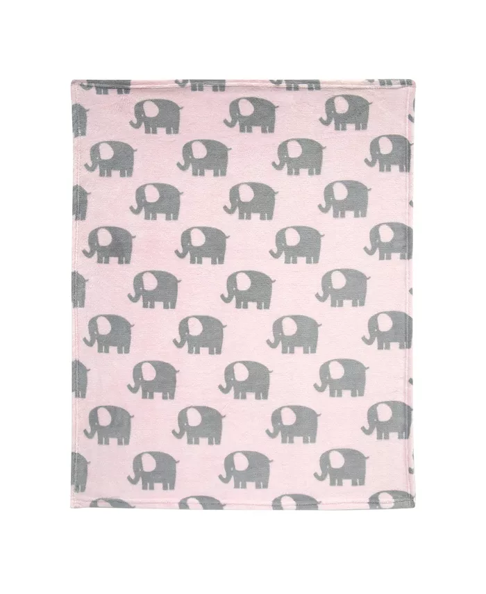 Bedtime Originals Eloise Pink Gray Elephant Soft Plush Baby Blanket