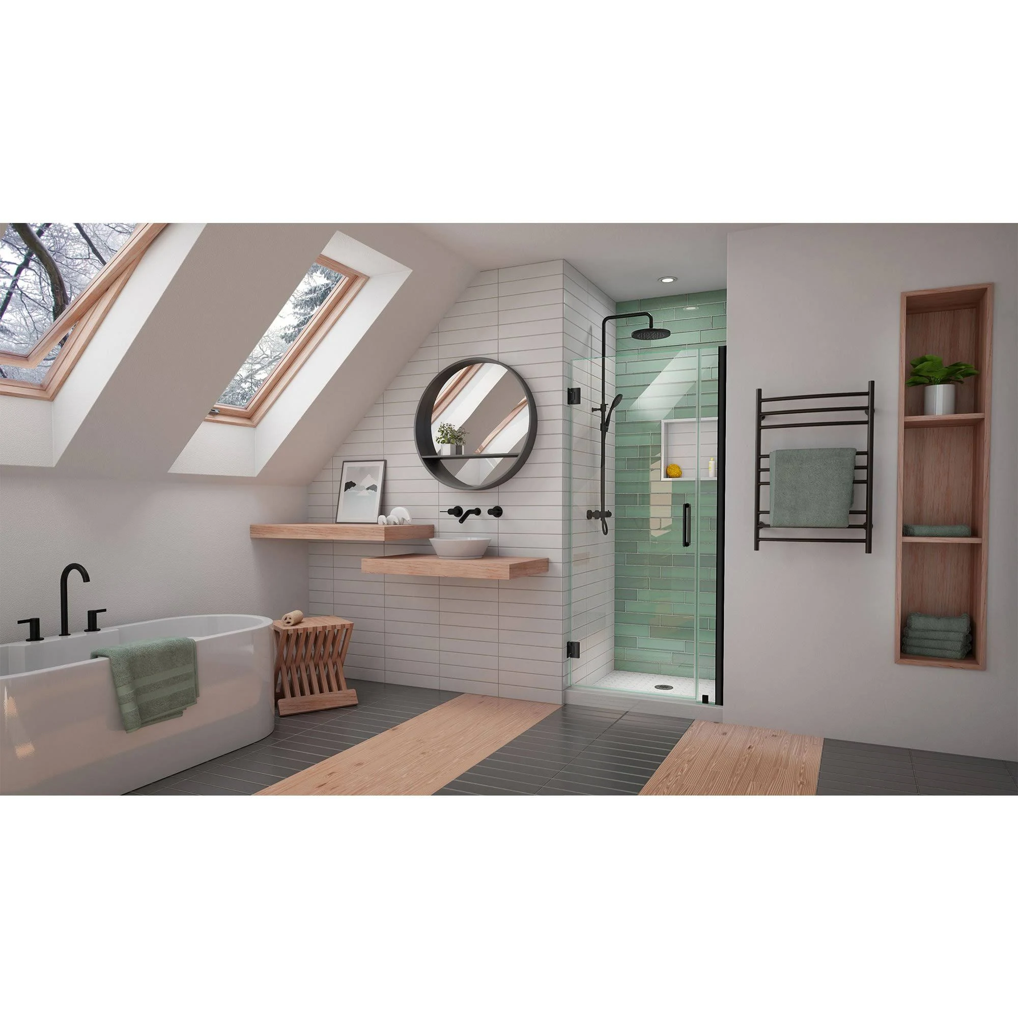 DreamLine SHDR-2033722-09 Unidoor-LS 33-34x22W x 72x22H Frameless Hinged Shower Door in Satin Black