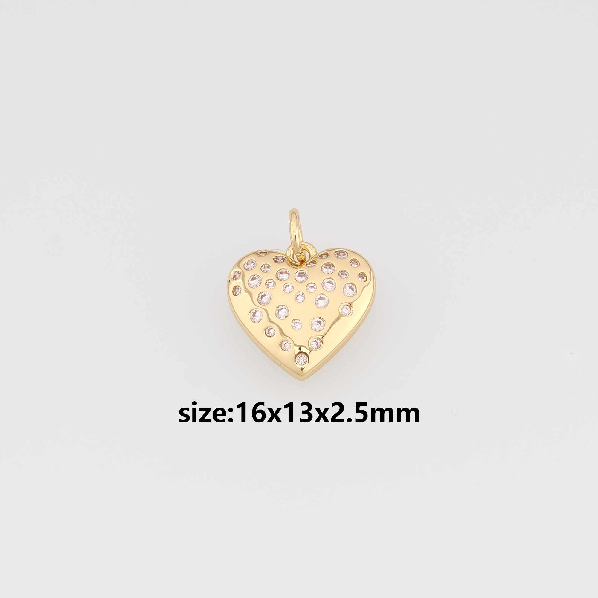 18K Gold Filled Heart Pendant,CZ Micro Pave Heart Charm Earrings Necklace for DIY Jewelry Making Supply