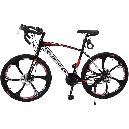Road Bike,21 Speed ​​Disc Brakes, 700c Aluminum Full Suspension Road Bike for Mens/Womens