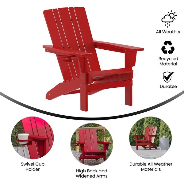 Commercial Grade AllWeather Adirondack Chair with Swiveling Cupholder