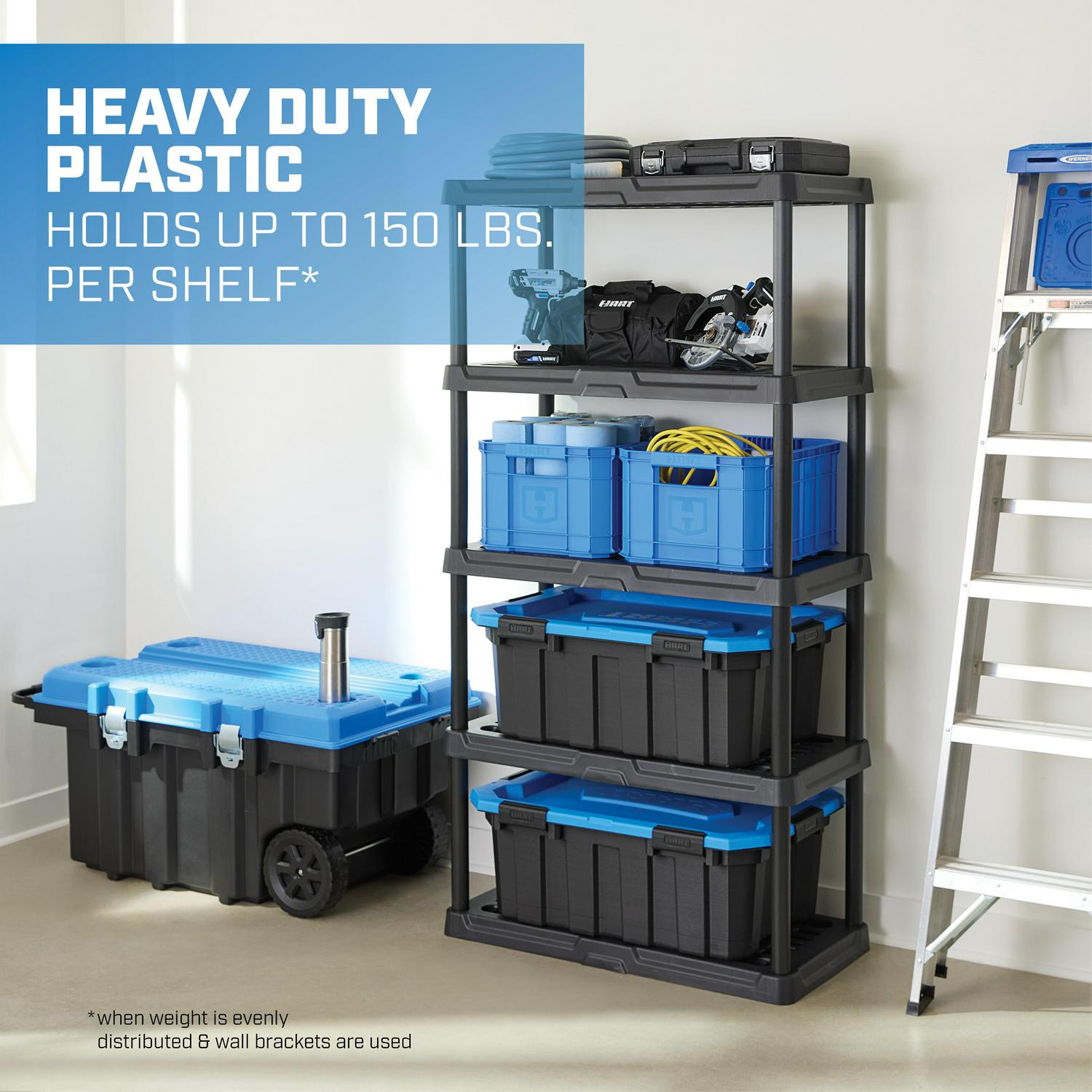 HART 5-Tier 18 x 36 x70.2 Ventilated Plastic Wall Shelf Unit, 750lb Capacity