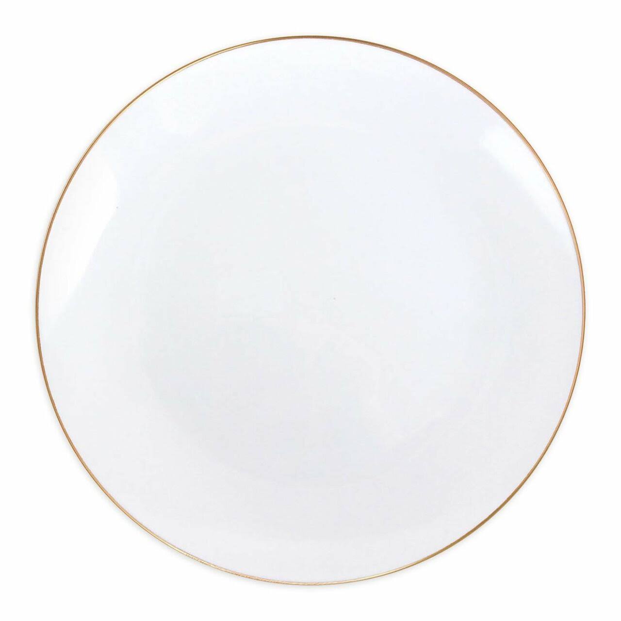 120 Plates, 7.5x22 White with Gold Rim Organic Round Disposable Plastic Appetizer/Salad Plates