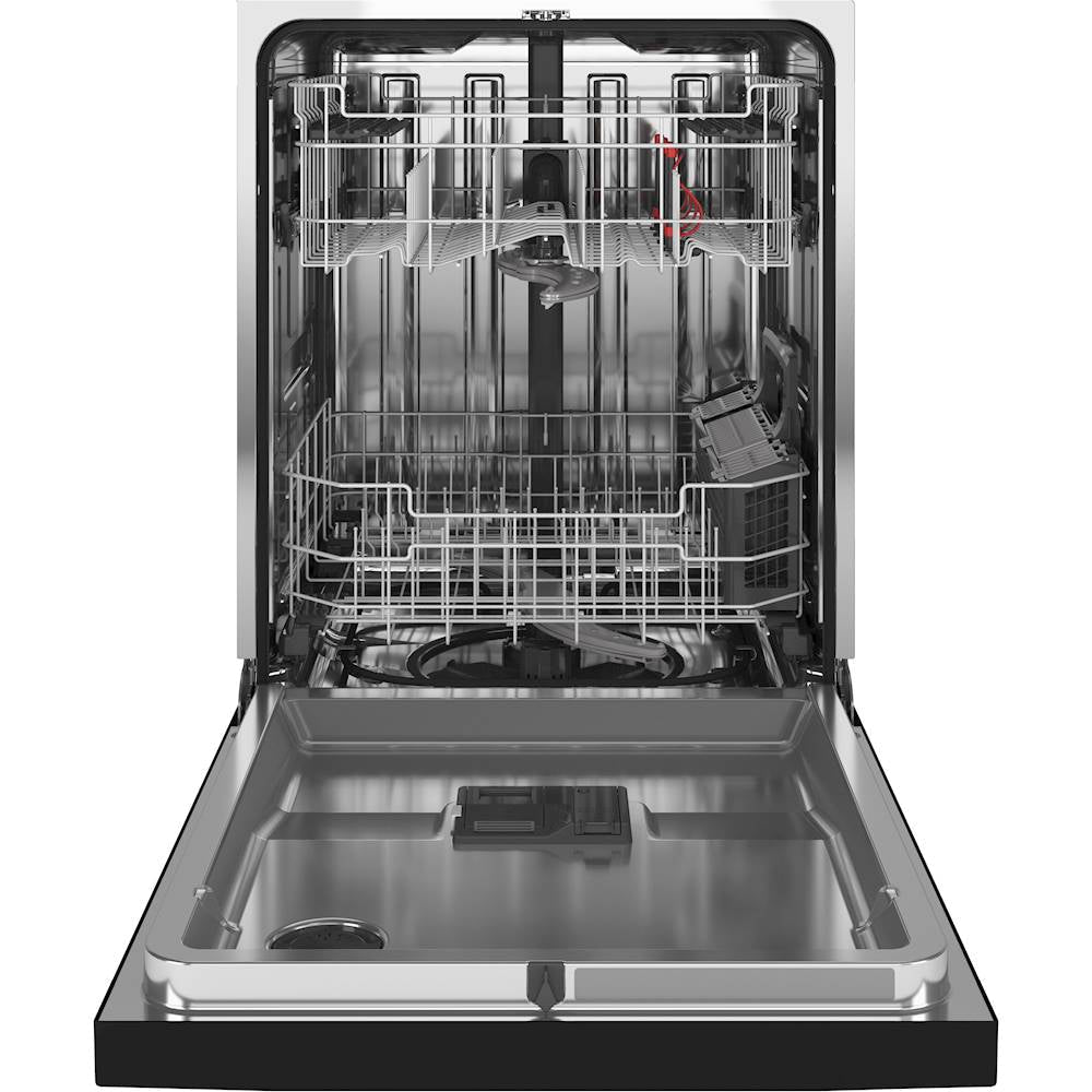 GE - Top Control Built-In Dishwasher with Stainless Steel Tub, 48dBA - Black