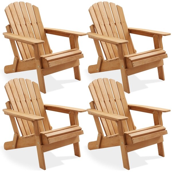 Set of 4 Oversized Folding Wooden Adirondack Chair